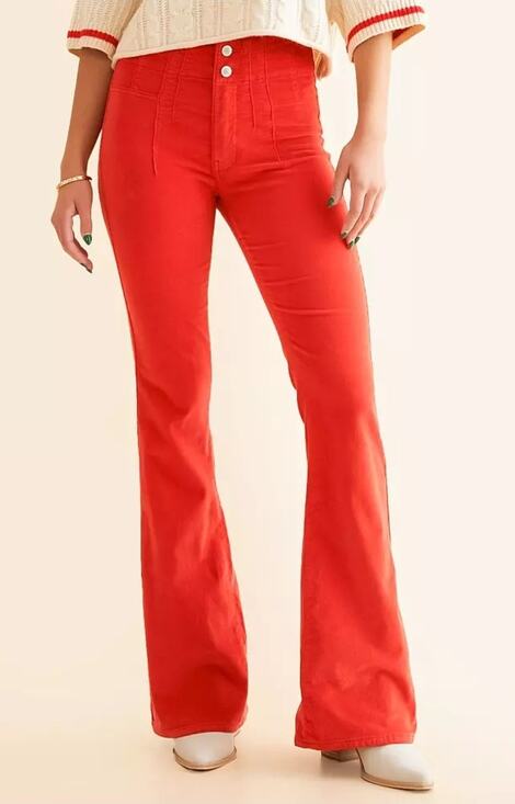 Free People Pants - Free People We The Free Jayde *In Rust* Corduroy Flare Cotton Stretch Pants 26